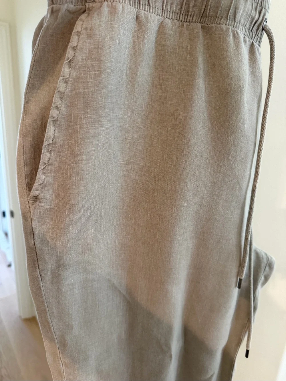 Mens JAMES PERSE Straight-Leg Garment-Dyed Linen Drawstring Trousers